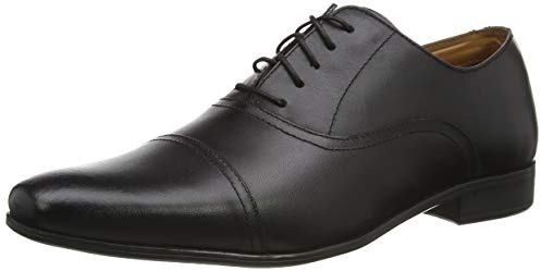Thomas Crick Men's 'Mellor' Classic Oxford Lace-Up Shoes, Formal Shoes with Stylish Lace Detail, Comfortable, Durable and Versatile with Fine Quality Leather (Black/Tan)