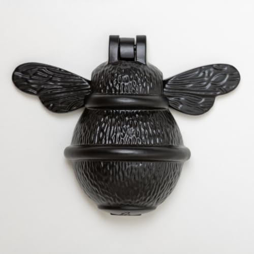 Black Bee Türklopfer für Haustür, poliertes massives Messing, schwarze Klopfer mit Schließblech, UPVC, Hummel-Haustürmöbel mit einzigartigem Design (schwarz)