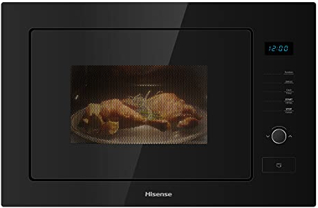 Hisense HB25MOBX7GUK - Microonde integrato da 25 litri con grill, colore: nero, 38,8 x 59,5 x 38,8 cm (lunghezza x larghezza x altezza), 900 W [classe energetica B]
