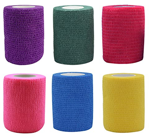 MINGYUE Venda Cohesiva,Vendas Autoadherente Elástico,Vendaje Deportivo [6 rollos-7.5cmx4.5m]para Primeros Auxilios,muñeca,tobillo esguinces,hinchazón(6 colores-B)