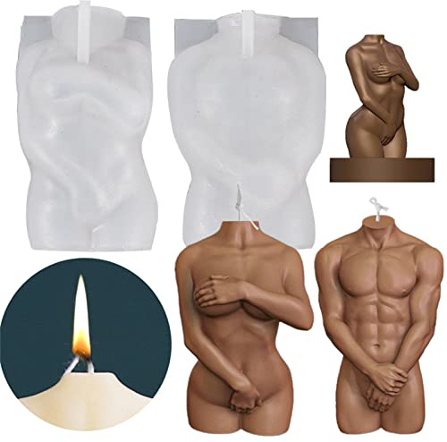 TROYSINC Kerzenform Silikon,Körperkerzen-Form-Set für Erwachsene,Female Naked Body Silikonform,DIY KöRper Kerze Silikonform Dekor Kunst Handwerk,DIY Wachskerzen, kann auch Harz-Kit (2 Stücke)