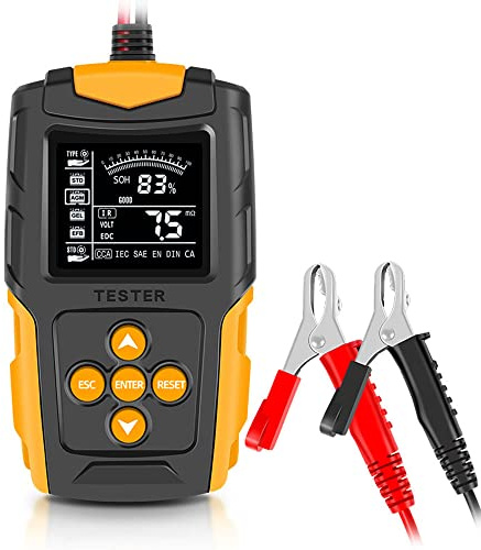 Vislone Batterietester für Auto, 12 V/24 V, LCD-Display, digital, Batterie-Diagnosewerkzeug, SOH SOC CCA IR-Messung für Auto, LKW, Motorrad