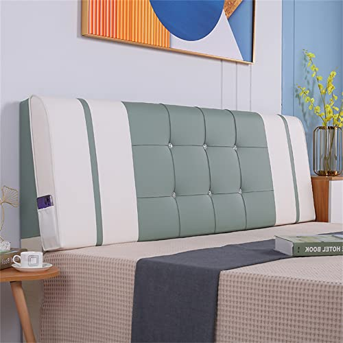 Kopfteilkissen Leder Lesekissen Bettrückenlehne Keilkissen Lendenwirbelstützkissen in Voller Größe Schlafzimmer Gepolstert Für Bett Mit Kopfteil,Grün,63/160cm