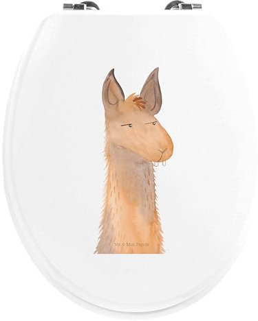 Mr. & Mrs. Panda Motiv WC Sitz Lamakopf Genervt - Geschenk, Klobrille, WC-Sitz, Klodeckel, Alpaka, genervt sein, Toilette, Partnerin,