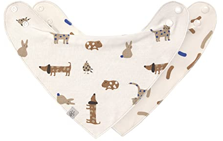 LÄSSIG Baby Lätzchen Halstuch Dreieckstücher Set 2 Stk. Bio-Baumwolle Druckknopf wendbar/Baby Bandana Little Mateys royal blue