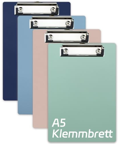A5 Klemmbretter, 15,5 x 22,5 cm, Mini-Klemmbretter, 4 Stück, Halbbuchstaben, Memo-Größe, Klemmbrett, Menüblöcke, Schreibblöcke für Schule, Büro, Restaurant, Café, Hotel