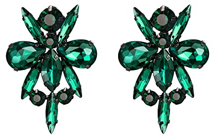 EVER FAITH Pendientes Mujer Cristales de Estrás Diseño de Flores Estilo Vintage Art Deco Aretes de Tuerca para Mujeres y Niñas