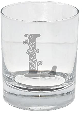 Vaso de whisky grabado con inicial, con monograma personalizado, regalo de cumpleaños para ella o él, regalo de nombre personalizado para ella o él, vaso de whisky grabado con inicial personalizable