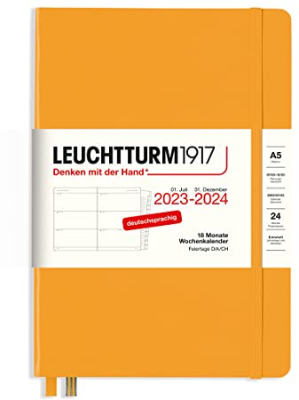LEUCHTTURM1917 367601 Wochenkalender Medium (A5) 2024, 18 Monate, Rising Sun, Deutsch