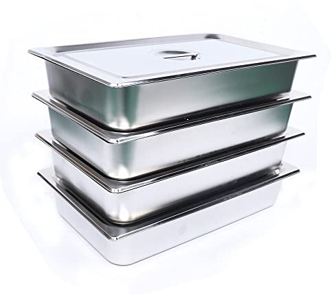InSyoForeverEC Chafing Dish - Juego de 4 calentadores de comida (4 unidades, acero inoxidable, para buffet, catering y fiestas)