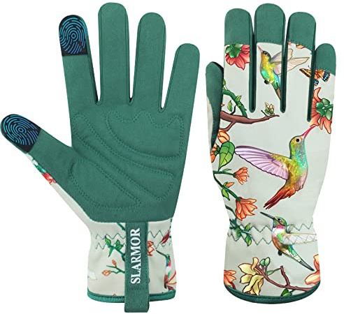 Guanti da Giardinaggio per Donna,Guanti da Giardinaggio Donna con Touch Screen,Guanti da Giardinaggio Donna in Pelle in Microfibra,Guanti da Giardinaggio per Vari Lavori di Giardinaggio, Paesaggistica