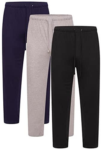 Keanu Mens Pack of 3 Lounge Pants | Cotton Pyjama Trouser Bottoms Jersey Night Wear Summer | Mens Sizes M - 2XL (Black/Navy/Grey - XL)