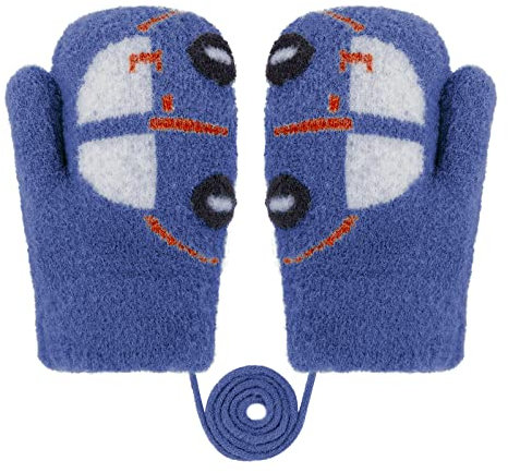 Kinder Winter Handschuhe Baby Fäustlinge Mädchen Fausthandschuh Halshandschuhe Themohandschuhe Gloves Gestrickte Handschuhe für 1 2 3 4 5 6 Jahre Jungen Mädchen Warme Strickhandschuhe mit schnur