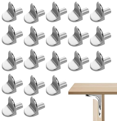 20 Pcs L-Shaped Shelf Support Pegs,L-Shaped Metal Shelf Support Pegs,5mm Wardrobe Shelf Pegs for Furniture Kitchen Cabinet Bookcase Closet Wardrobe Cupboard Wood Glass Shelves Supports