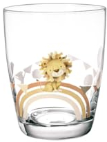Villeroy & Boch – Boho Kids Roar like a lion Kinderglas Set 2 teilig Beige, Trinkgläser für Kinder, Wassergläser, Außergewöhnliche Gläser, Gläser Set, Tiermotiv Löwe und Affe, Kristallglas