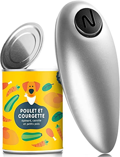 TooHoming Electric Can Opener, Safe and Easy to Use Tin Opener with A One-Touch On/Off Button, Smooth Lid Opening Without Sharp Edges for Most Sizes of Cans, Kitchen Home (Silver)