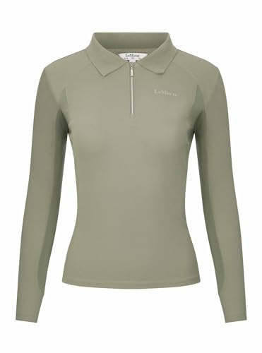 LeMieux Long Sleeve Sport Polo Shirt - Super Lightweight - Soft Piqué Fabric - Quarter Zip Fastening
