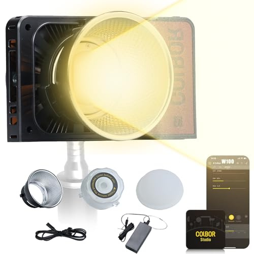 COLBOR W100 Videolicht,100 W Kameralicht 2,4G/APP Steuerung,2700-6500K Bi-Color Studio Dauerlicht CRI 97+,integrierte Lüfter stumm schalten Bowens Mount Filmlicht zweifarbig[Keine Batterie]