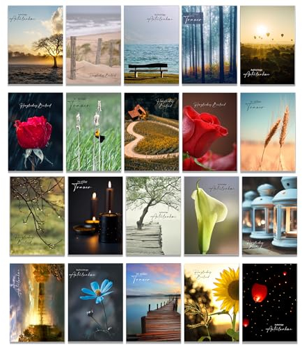 the lazy panda card company 20 x Trauerkarten mit Umschlag/Beileidskarten Klappkarten mit Briefumschlag