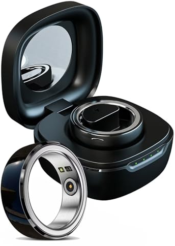 Smart Ring Herzfrequenz Fitness Tracker Ring Schlaftracker Smartringe für Herren Damen Smartring Fitnessring Schrittzähler Fitnesstracker Android IOS Gesundheitsring Pulsmesser Sport Schwarz Weiß