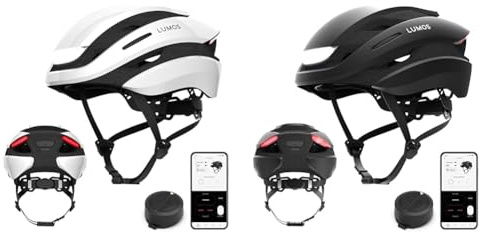 Lumos Ultra Smart-Helm | Fahrradhelm | Vorder- und Rücklicht (LED) | Blinker | Bremslichter | Bluetooth-Verbindung | Erwachsene: Herren, Damen (Jet White, Größe: M-L)