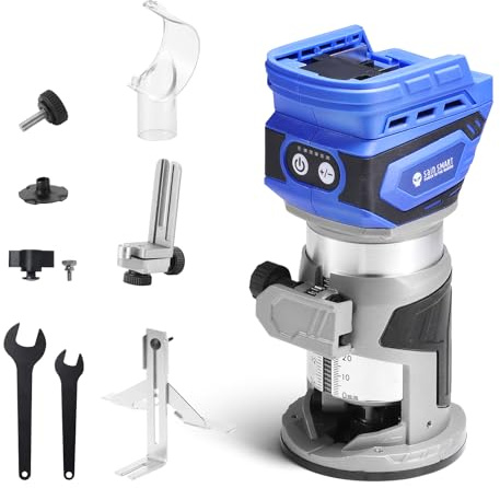 SainSmart Wood Router Cordless, Compact for MAK 18V Battery, Brushless Trimmer Router with 5 Variable Speeds, 28,000RPM Compact Edge Trimmer with 1/4” Collet, for Woodworking, Bare Tool Only