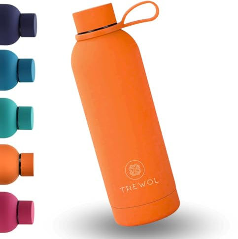 TREWOL Vacuum Insulated Bottle & Stainless Steel Flask 750ml – Ice-Cold Hydration 24H | Leakproof, BPA-Free & Portable for Office & Travel (Orange)