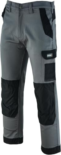 SPARK X Combat Cargo Work Trousers Men - Durable, Lightweight, Breathable & Triple Stitched - Multi Pocket, Knee Pad Workwear Safety Cargo Pants - Black/Grey
