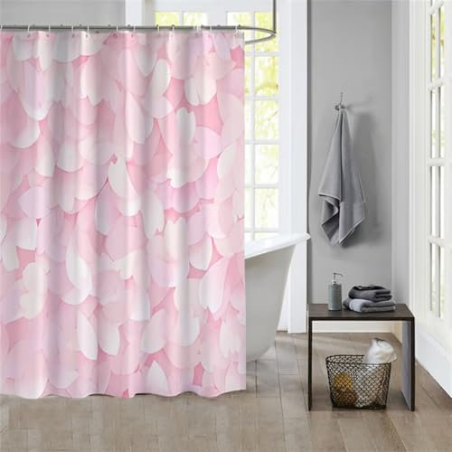 Duschvorhang Pink 180x200cm Beschwerter Saum Wasserdicht Duschvorhänge Waschbar Stoff Shower Curtains Mit Ösen Duschvorhangringe Faltbarer Bad Curtain Badewanne Badezimmer Vorhang Gardinen 1066