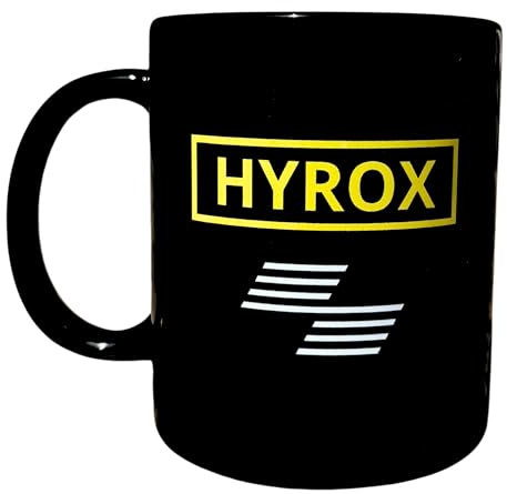 Hyrox - Taza de cerámica negra de 360 ml | Café té idea de regalo para deportes | Accesorio de fitness y running | Taza grande para amigos, compañeros de trabajo, cumpleaños, familia (Hyrox)