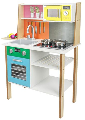 Little Frog Toys Wooden Play Kitchen Set for Kids, Pretend Play Kitchen Toys for 3+ Year Old Girls & Boys, Kids Toys Age 3+ with Toy Accessories, Perfect Birthday Present