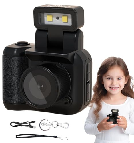 Caméra Vidéo Rétro Mini Caméscope Vintage Compact | Avec Stroboscopique LED Petit enregistreur vidéo pour vlog de capture moments vie aventure plein air amusement familial