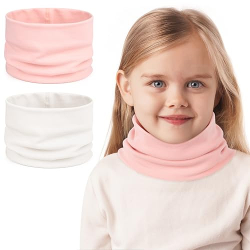 Kiiwah 2 Pezzi Scaldacollo Bambino, Cotone Sciarpe Bambini Scalda Collo Bambini Primavera Autunno Inverno Multifunzione Bandana Tubolare Unisex per Ragazzi e Ragazze 0-8 Anni