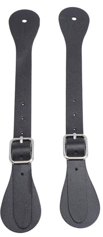 Fockety Paar Sporenriemen aus Kunstleder, Verstellbare Länge, 22 cm, Langer Western Cowboy Sporenhalter für den Reitsport (Black)