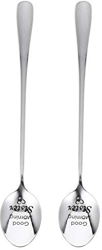 ABOOFAN Cuillères à Dessert Finition Argentée et Prise en Main Confortable en Acier Inoxydable 2 Pièces Polissage Miroir Design Luxueux pour Thé et Glace