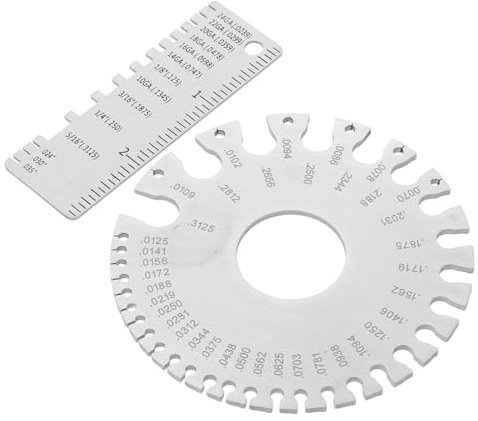 FELTECHELECTR 2pcs Precision Engineering Metal Sheet Gauge Round Sheet Gauge Dual Sided Wire Stainless Steel Wire Measuring Tool