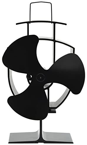 Lauuoeriau Furniture Item home Heat Powered Stove Fan 3 Blades Black-Furniture