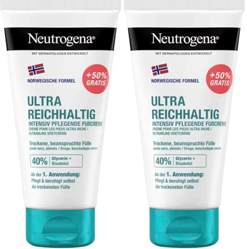 Neutrogena Reichhaltige Fußcreme, feuchtigkeitsspendende Fußcreme für sehr trockene Füße mit Glycerin, Allantoin & Panthenol, beruhigende Fußpflege Creme für spürbar geschmeidigere Haut (150 ml)
