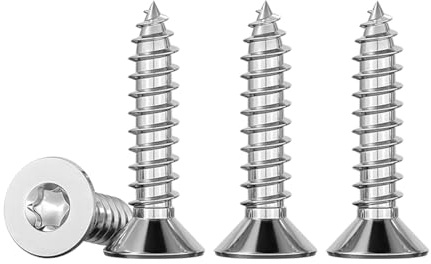 Drenky Tornillos Para Madera Acero Inoxidable 304 50 Piezas Autorroscantes Cabeza Plana M4 X 20 Rosca Completa, Con Cabeza Avellanada, Plata, Universales Roscachapas, TX20
