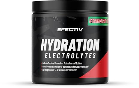 Efectiv Hydration Electrolytes Powder - 330g, 60 Servings - Vegan Electrolyte Powder with Key Minerals - Calcium, Magnesium, Potassium, Sodium - Zero Sugar Electrolytes Drinks (330g, Strawberry Kiwi)