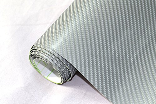 Neoxxim 44€/m² Zierstreifen Klebefolie – 4D Carbon Folie Silber 15 cm x 152 cm Autofolie Viper Streifen Ladekantenschutz Lackschutz Foile Einstiegsleistenschutz Kantenschutz