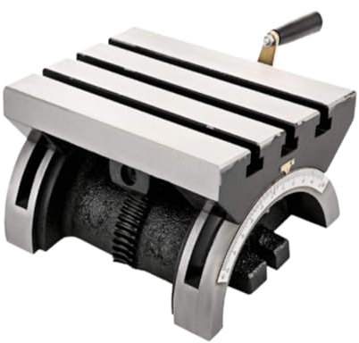 Mesa de fresado inclinable resistente con placa angular giratoria de 3 ranuras en T, fresadora de ángulo ajustable para molienda de taller, 7.1 x 5.1 x 3.6 pulgadas