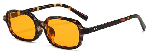 YAMEIZE Retro Rectangular Sunglasses for Women Men Vintage Square Sunglasses Small Narrow Frame 90s Style UV Protection Sun Glasses