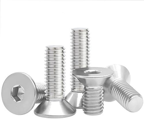 Tornillos M8, tornillos de cabeza plana M8 x 25 mm, pernos de cabeza avellanada M8-1,25 x 25 mm, tornillo y perno de acero inoxidable 18-8, secado a máquina, llave Allen, rosca completa, acabado