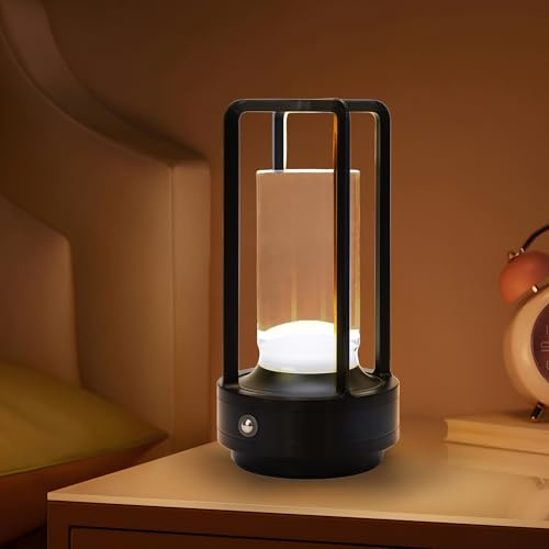 MEKOTRIN Kabellose Tischlampe, 3 Farben, stufenloses Dimmen, LED-Tischlampe, wiederaufladbare Touch-Lampe, Nachttischlampe (BLACK) | Dimmbar, 3 Farbtemperaturen, wiederaufladbar, für Schlafzimmer, Wohnzimmer, Büro, Schreibtisch, Geschenk (schwarz)