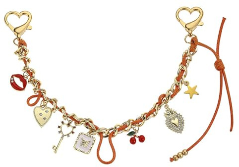 HSYTEK Goldene Taschenanhänger Damen, Taschenkette Bag Charms, Doppelschnalle Taschen Anhänger, Trendiges Bag Charm, Anhänger Tasche für Damen Umhängetaschen Dekor, Kette, Purse Chain Extender