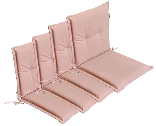 LILENO HOME Gartenstuhl Auflagen [4er Set - Niedriglehner] in Pfirsich | bequeme Liegen als Sitzauflagen für Gartenmöbel - Stuhlkissen für Gartenstühle und Klappstühle BAR