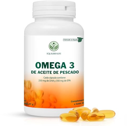 Omega 3 1000 mg | 350 mg EPA + 250 mg DHA + Vitamina E 5 mg | 180 Cápsulas | Alta Concentración. Omega 3 Cápsulas de Aceite de Pescado. Suplemento alimenticio. Apoyo al Corazón, Cerebro y Visión.