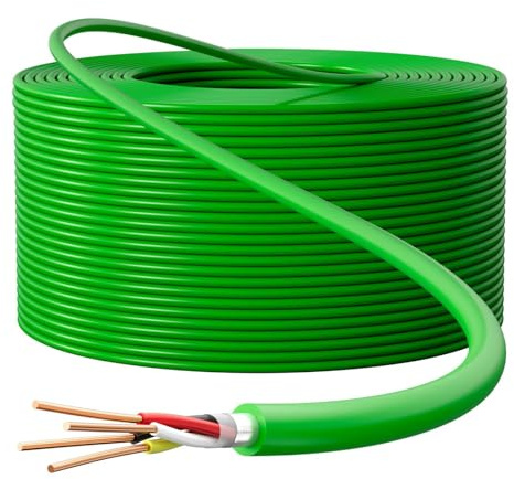 Lumonic Cavo bus 2x2x0,8 mm 100m | CCA, schermato | verde con marcatura a metri | Casa intelligente, rete, controllo, automazione degli edifici