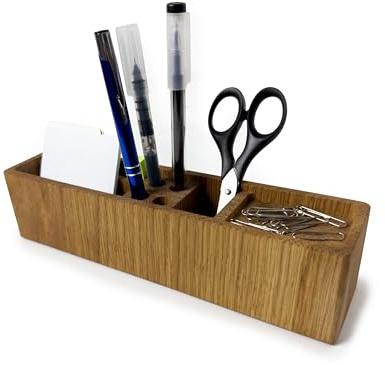 KHYL® MADE IN GERMANY Schreibtisch Organizer Eiche - Echtholz Stiftehalter, Stifteköcher, Schreibtisch Ablage, Deko aus Massivholz EIche.